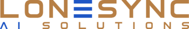LoneSync AI Solutions blue 3-bars tan tag logo