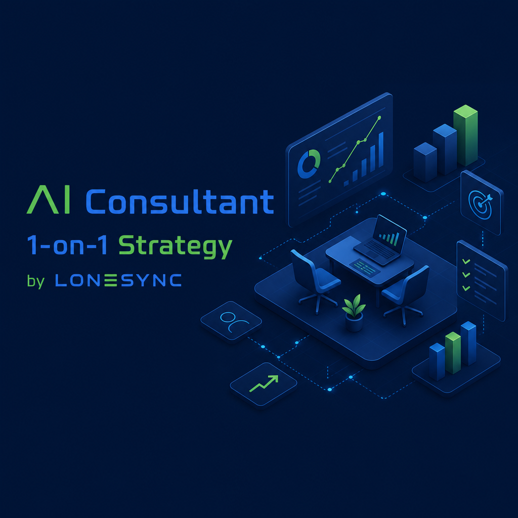 AI Consultant 1-on-1 Strategy by LONESYNC blue-green background