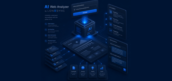 LoneSync-AI-Suite-Web-Analyzer-Background-Isometric-design