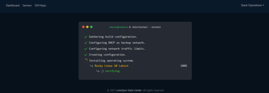 LoneSync Data Center OS Install Dashboard