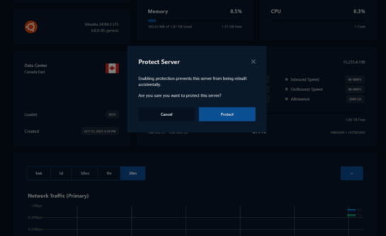 LoneSync Data Center Protect Server Dashboard