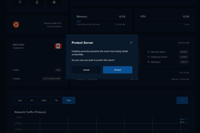 LoneSync Data Center Protect Server Dashboard