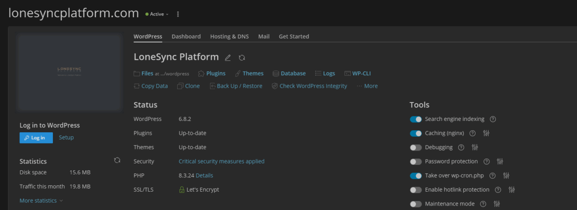 LoneSync Web Suite Dashboard