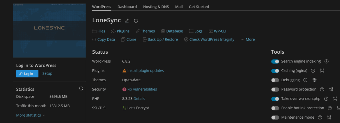 LoneSync WordPress Hosting