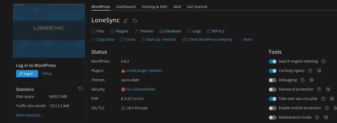 LoneSync WordPress Hosting